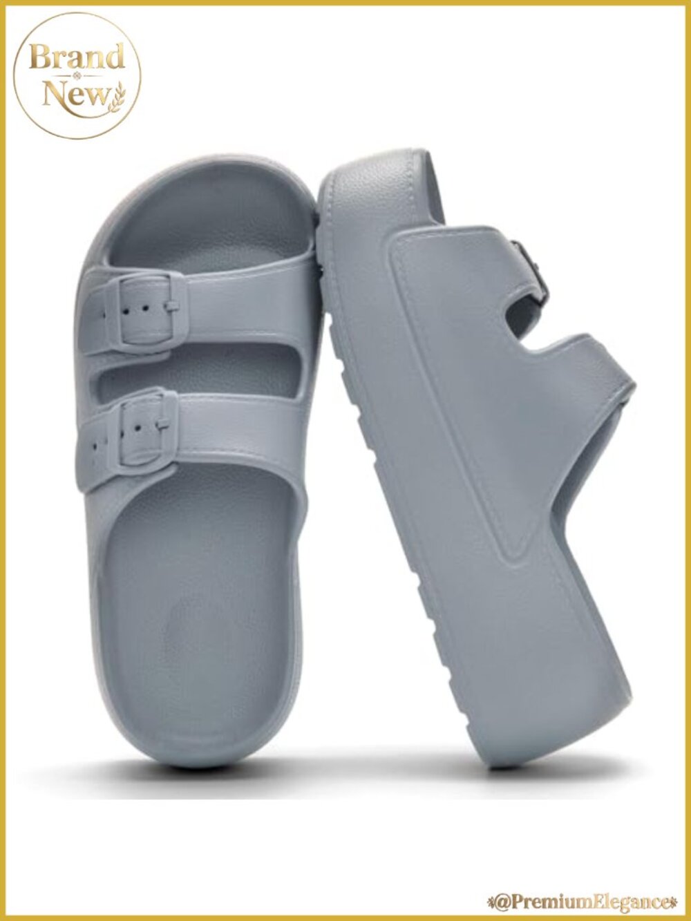 Women Open Toe Platform Slide Sandals Adjustable Double Buckles